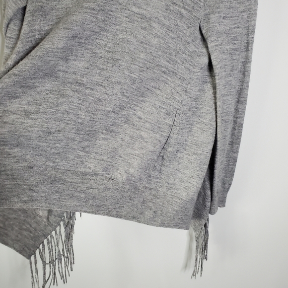 Rebecca Taylor Light Gray alpaca wool blend fringed open front cardigan Size M - Picture 4 of 14